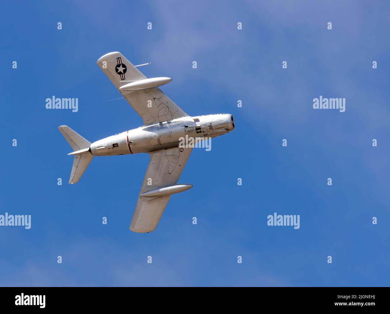 United States Ai Force MIG-15 known as the "Midget" or "Fagot", being displayed at the Southport Air Show, Southport, Merseyside, UK Stock Photo