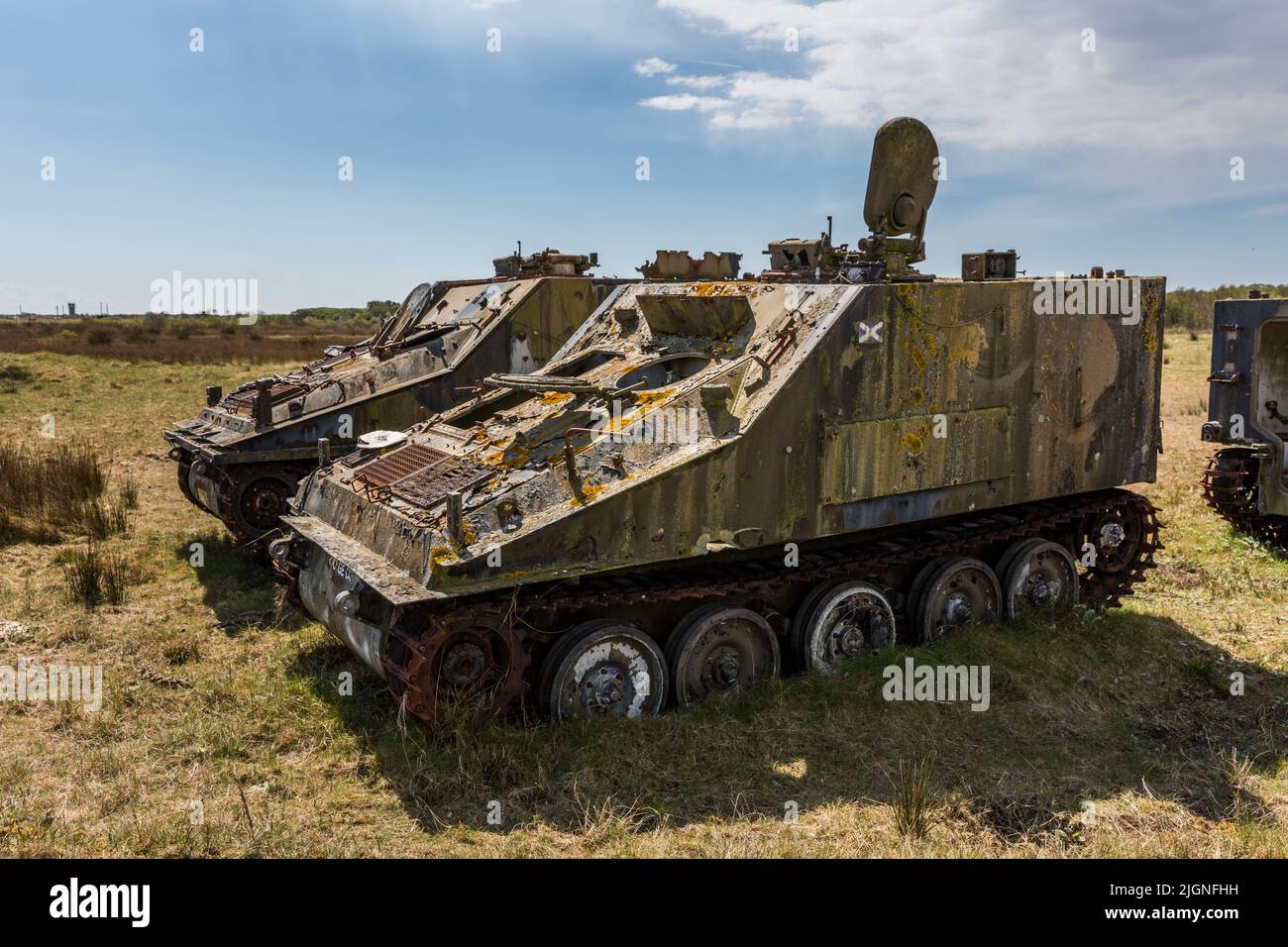 FV105 Sultan British Army command and control vehicle, Pembrey Sands, Wales, UK Stock Photo