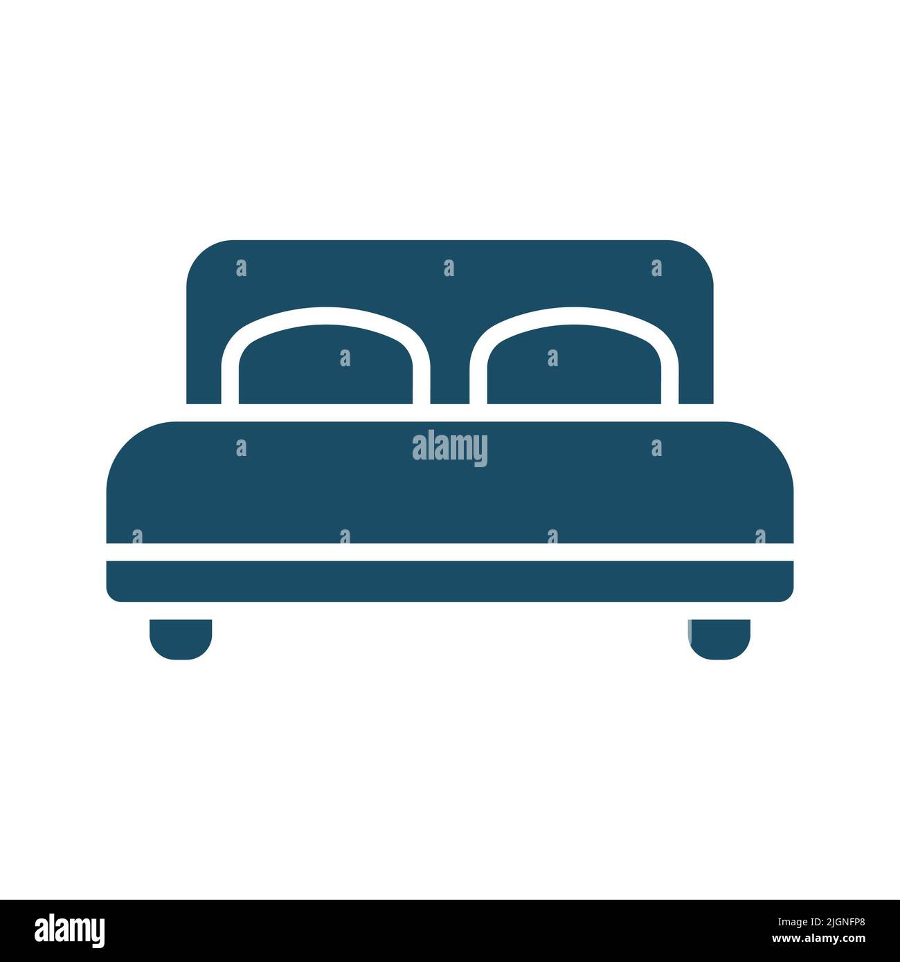 High quality dark blue flat double bed icon. Pictogram, icon set ...