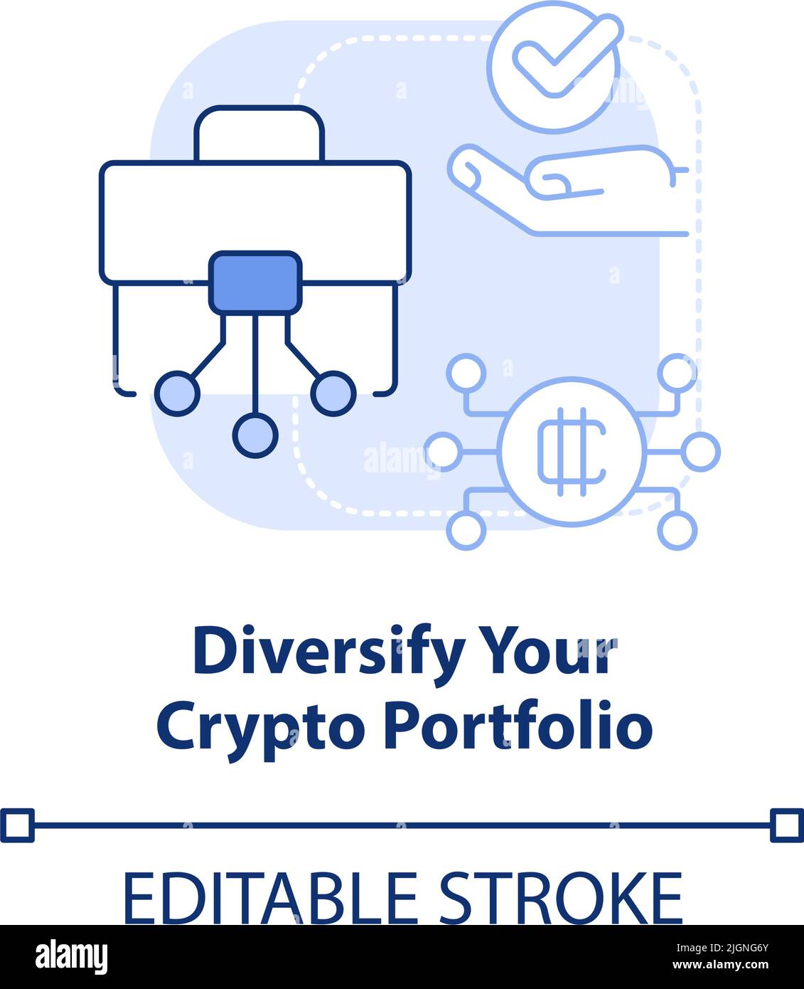 Diversify your crypto portfolio light blue concept icon Stock Vector