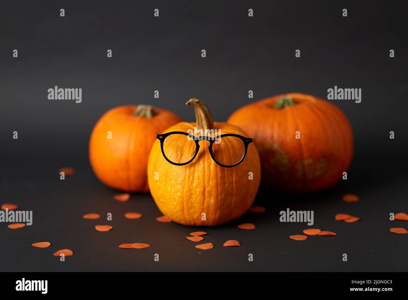 halloween pumpkins with glasses Stock Photo - Alamy