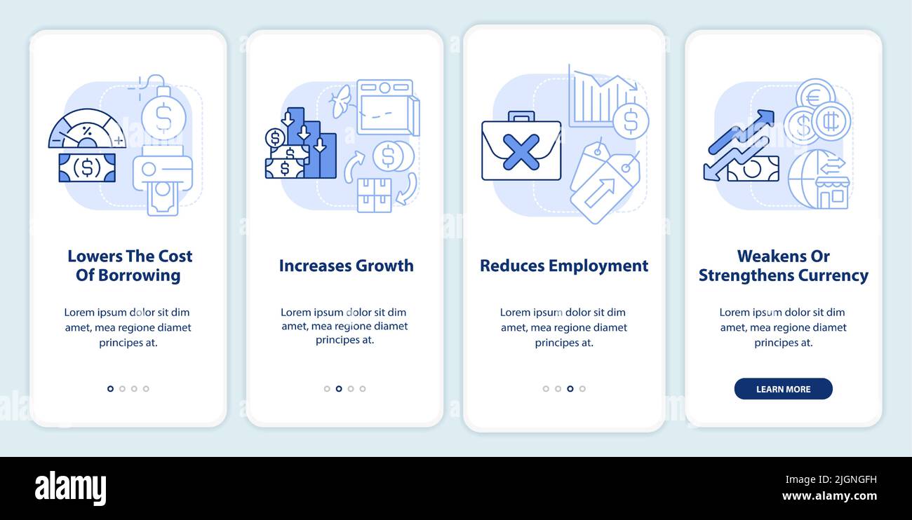 Negative effects of inflation light blue onboarding mobile app screen ...