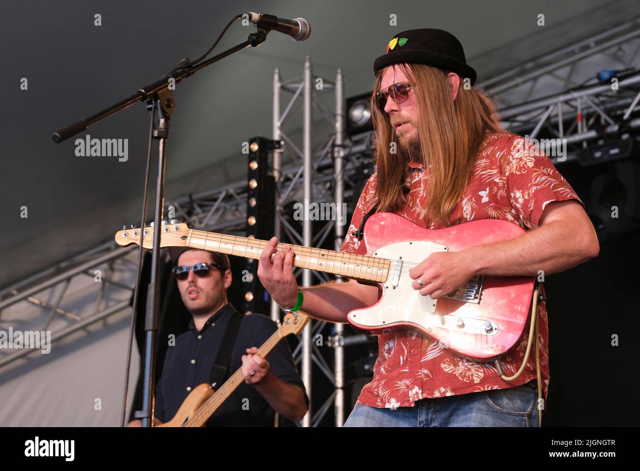 Welsh reggae band Captain Accident & The Disasters perform at Cornbury Festival, Great Tew, Oxford, UK. July 9, 2022 Stock Photo