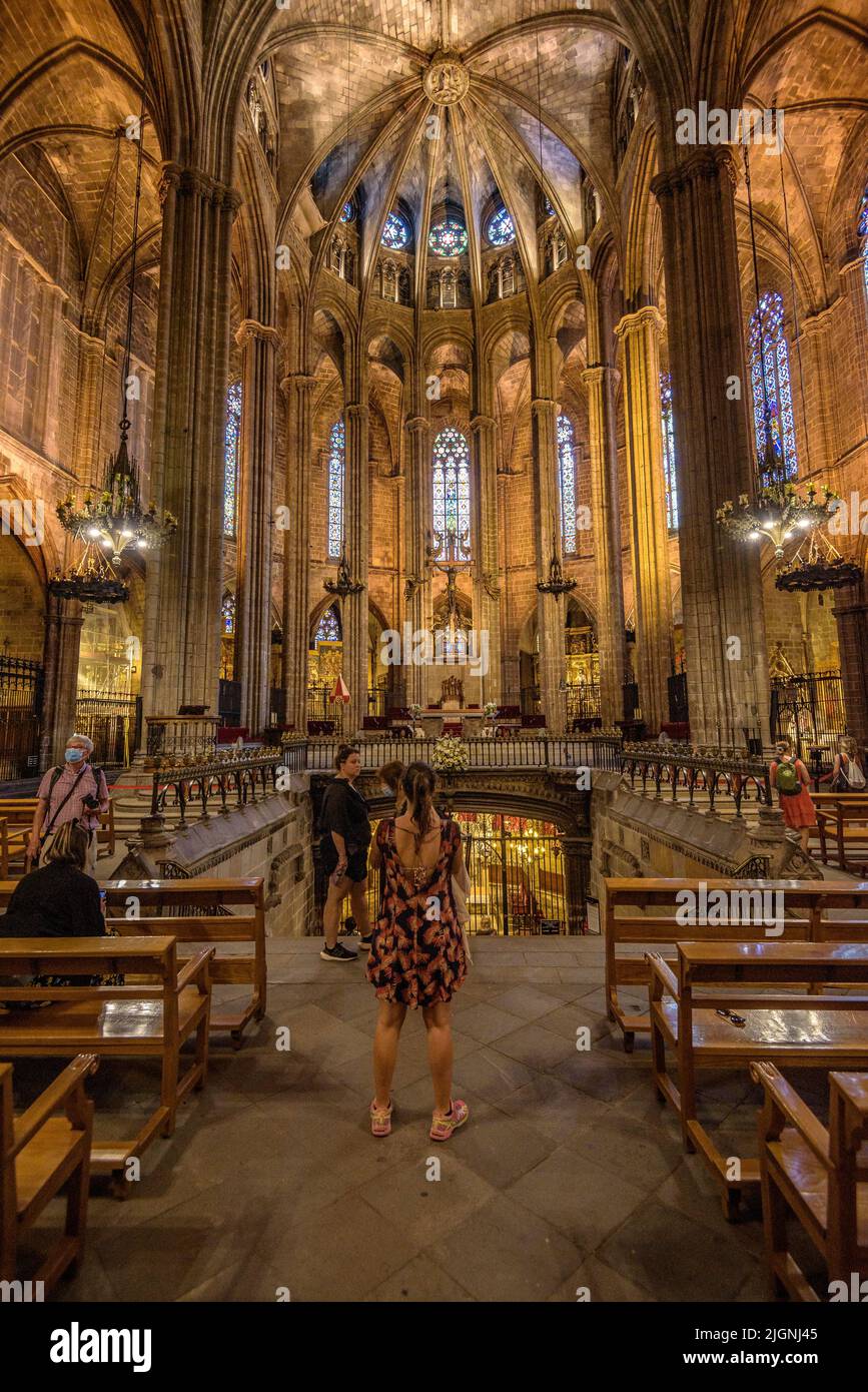 Interior of the Barcelona Cathedral, with gothic style (Barcelona, Catalonia, Spain) ESP ...