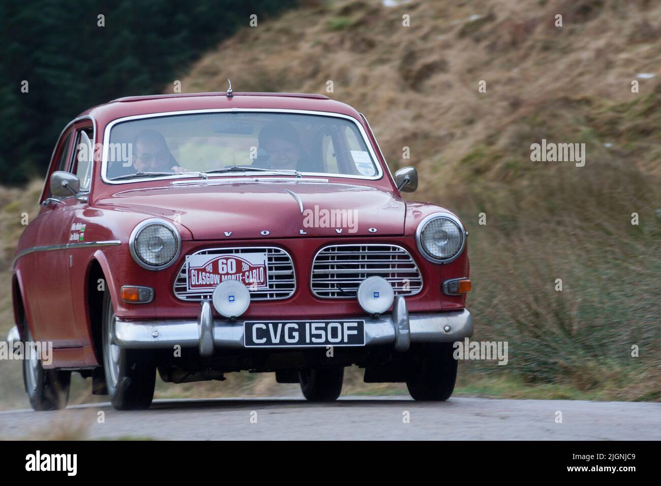 1968 Volvo Amazon Rally car on the old Rest and Be Thankful hillclimb course, Argyll and Bute, Scotland Stock Photo