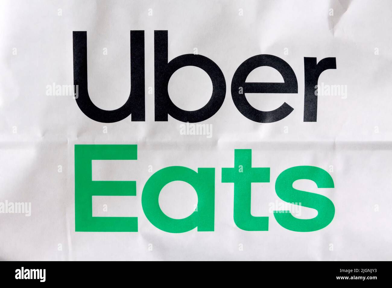 Paper bag of Uber Eats, Berlin, Germany Stock Photo