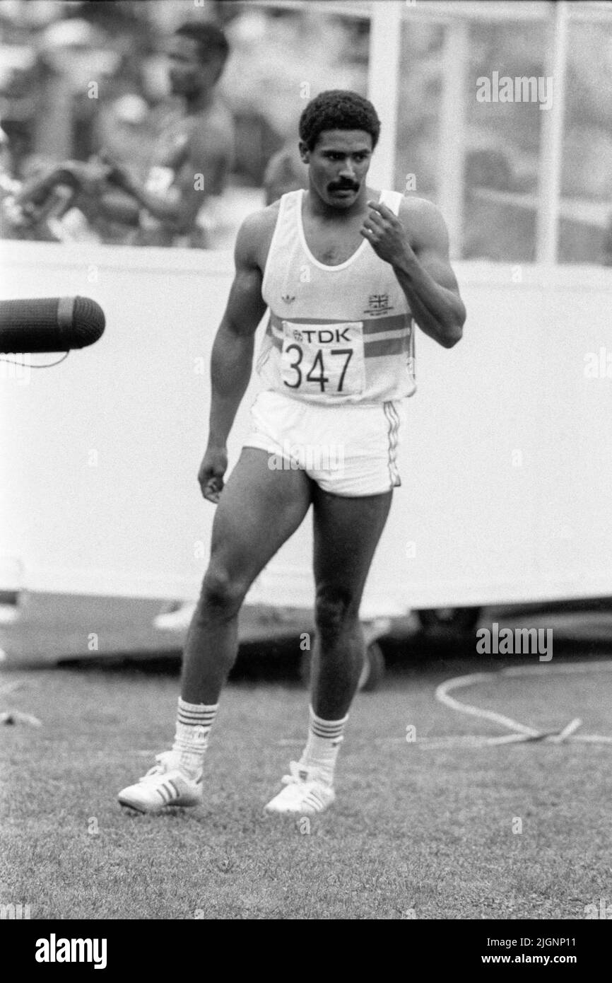 WORLD ATHLETICS CHAMPIONSHIP in Helsinki 1983 DALEY THOMPSON Great Britain gold medalist in Decathlon Stock Photo