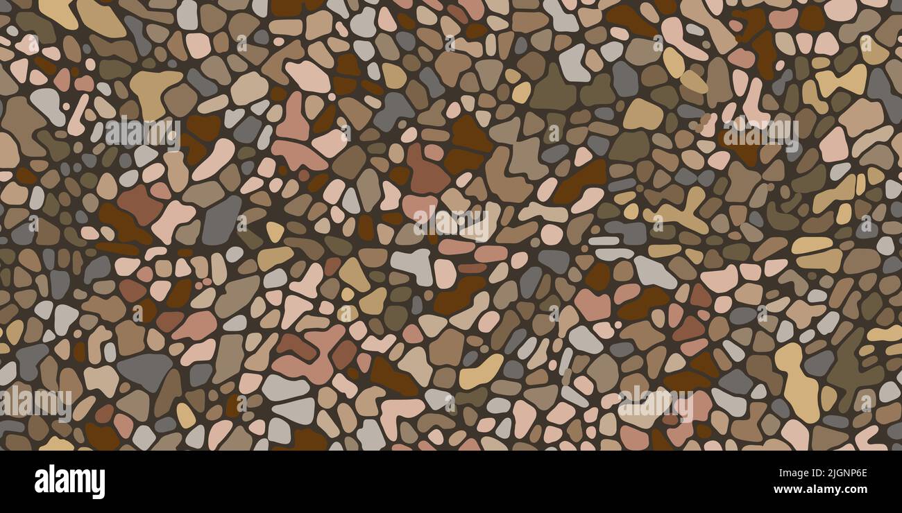 Brown seamless pebble mosaic organic floor pattern. Vector background ...