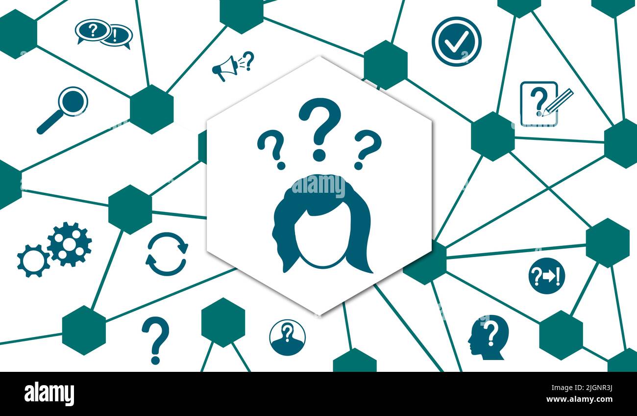 Concept of question with connected icons Stock Photo - Alamy