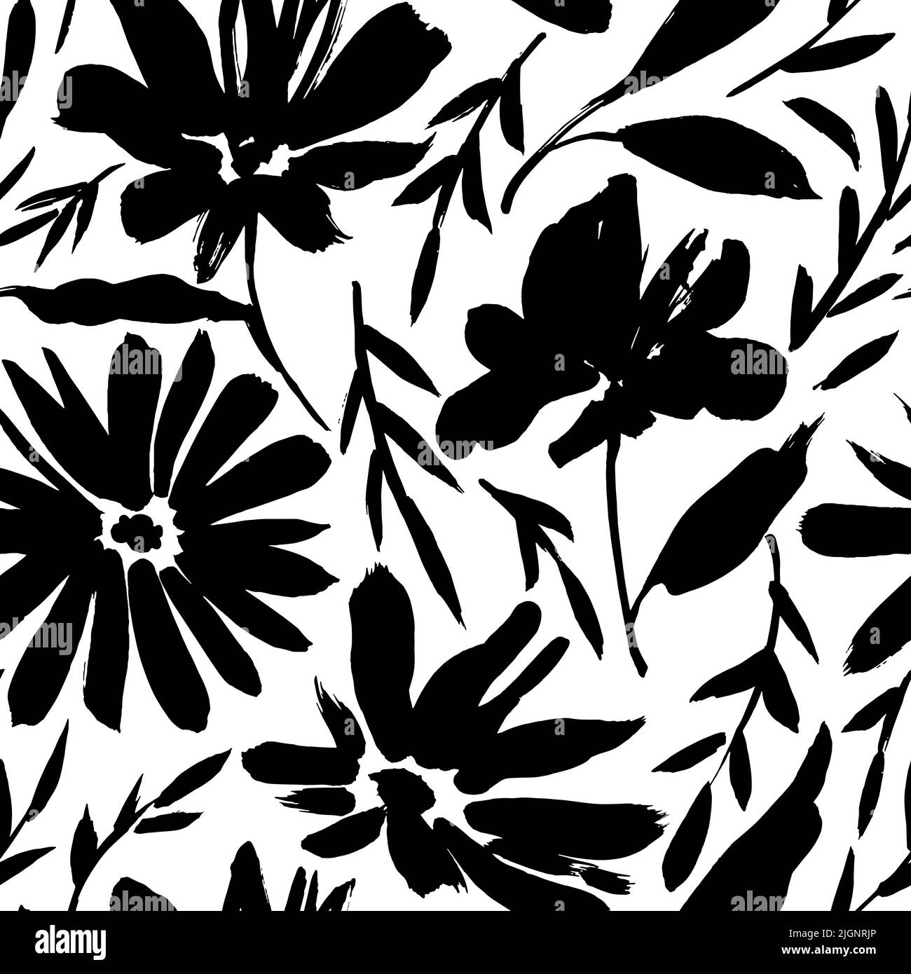 Hand drawn wild flowers vector seamless pattern Stock Vector
