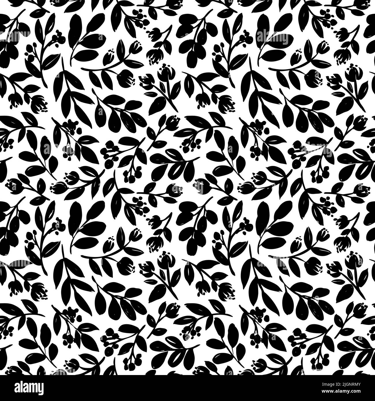 Hand Drawn Seamless Meadow Plants Vector Pattern Stock Vector Image And Art Alamy