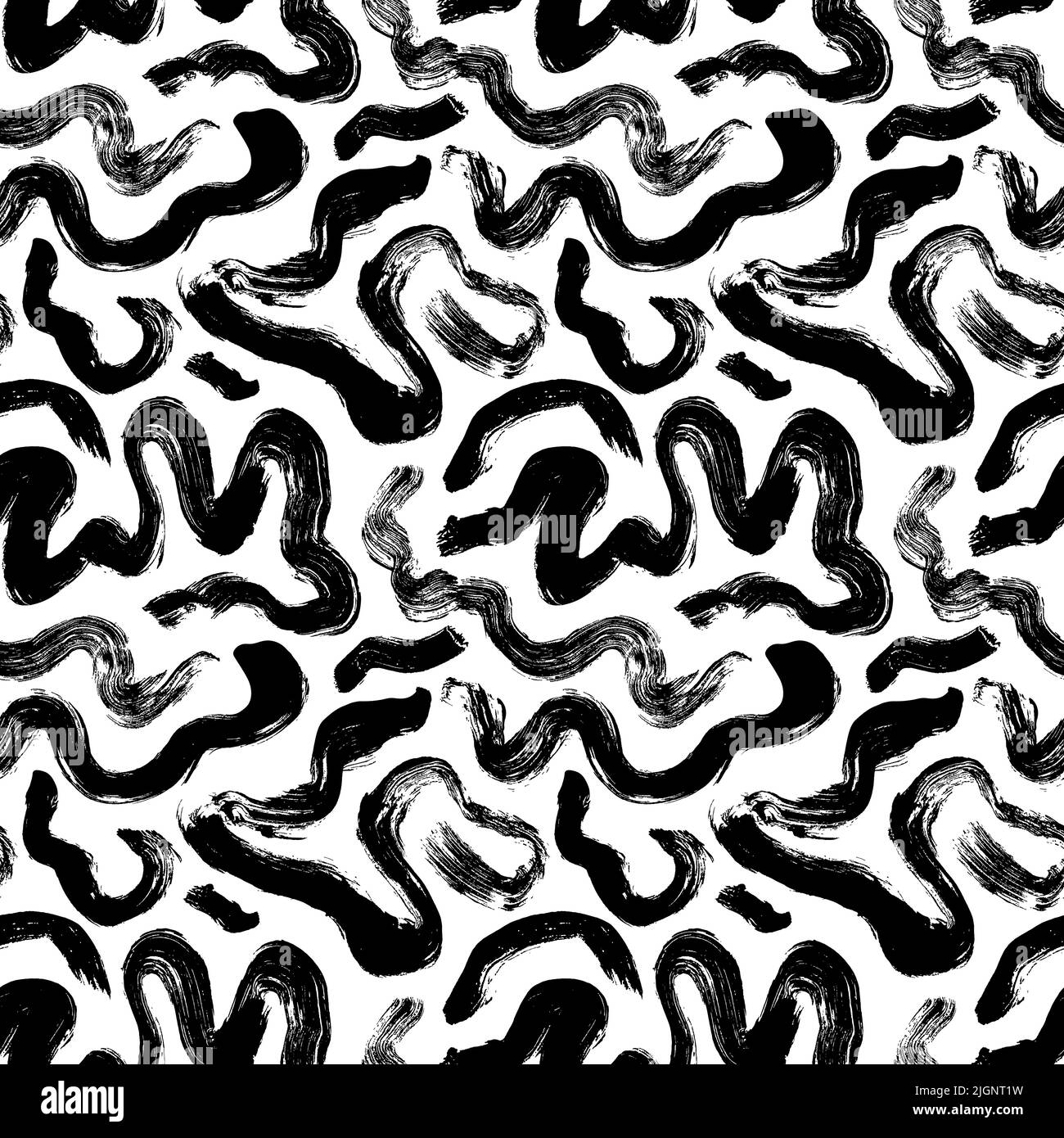 Wavy and swirled brush strokes seamless pattern Stock Vector Image ...