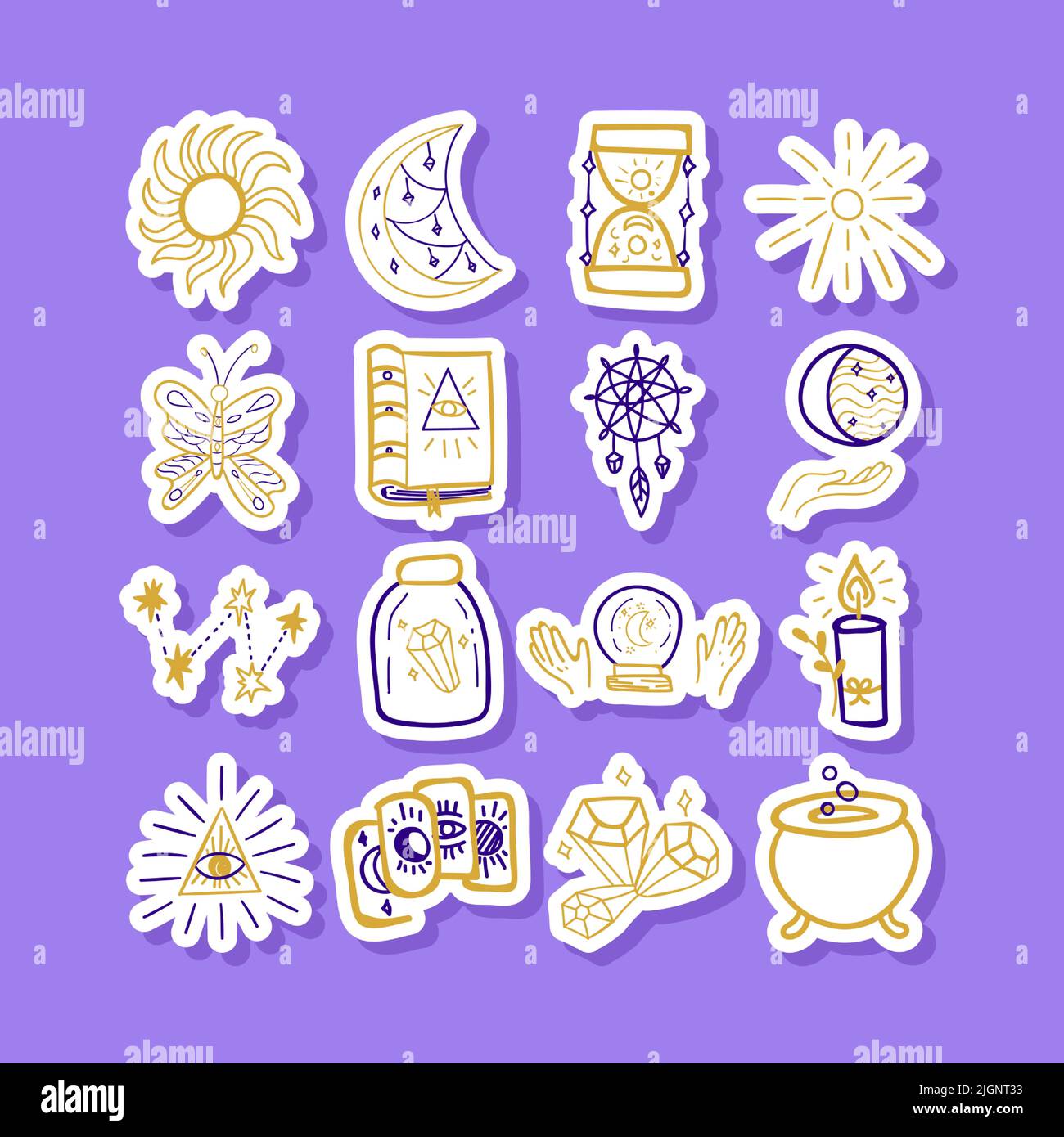 Mystery Doodle Sticker Set Stock Vector