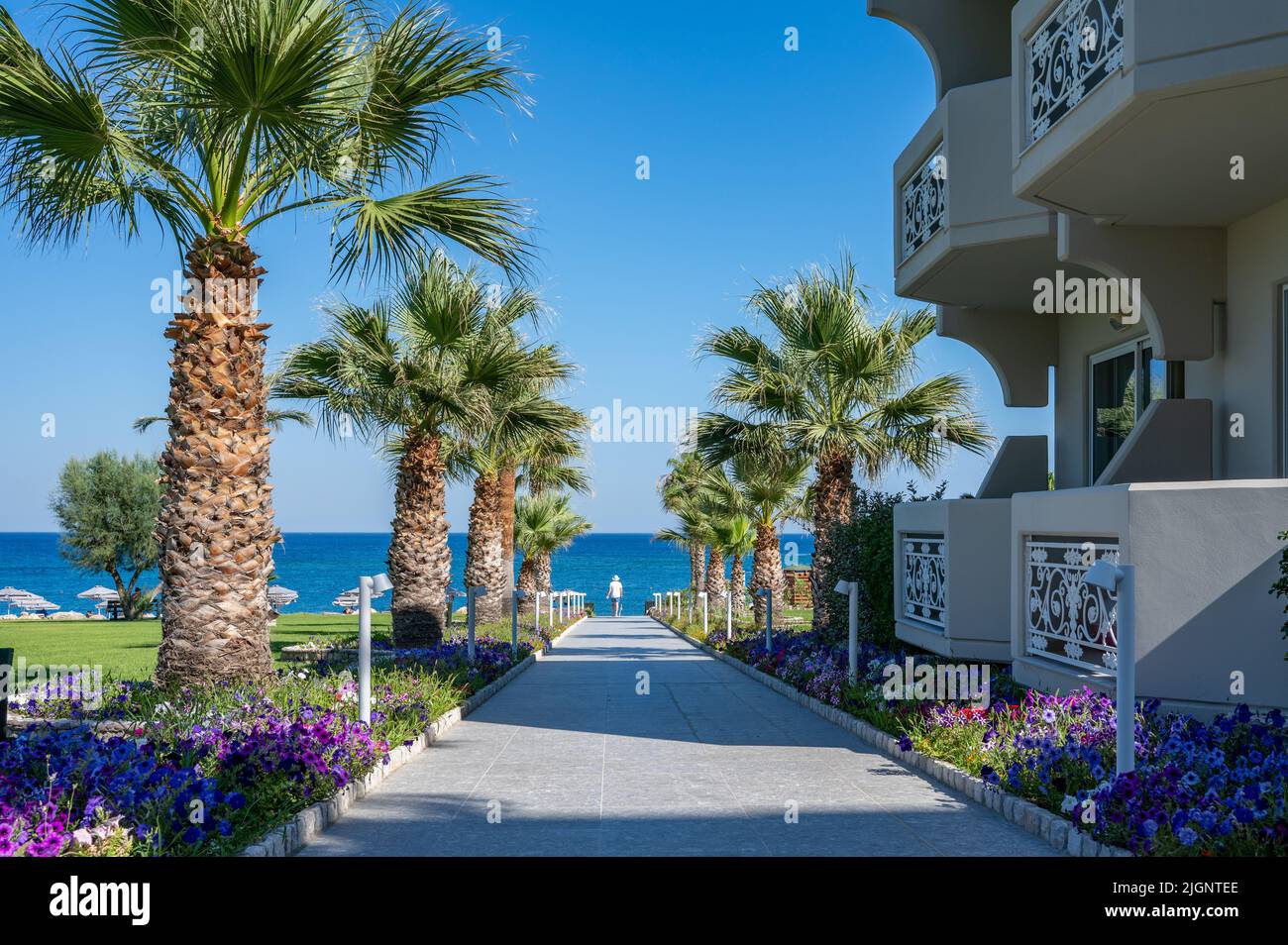 Rodos Palladium is a five-star resort at Faliraki Beach in Rhodes, Greece Stock Photo