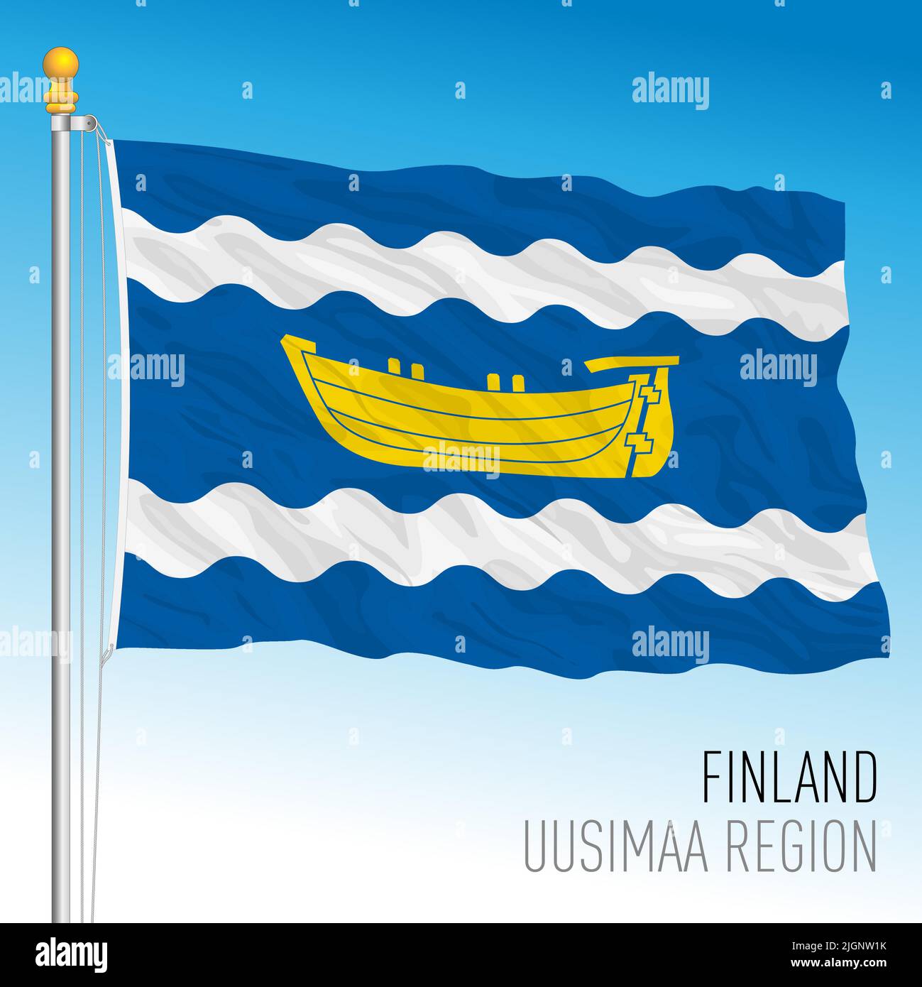 Uusimaa regional flag, Republic of Finland, EU, vector illustration Stock Vector