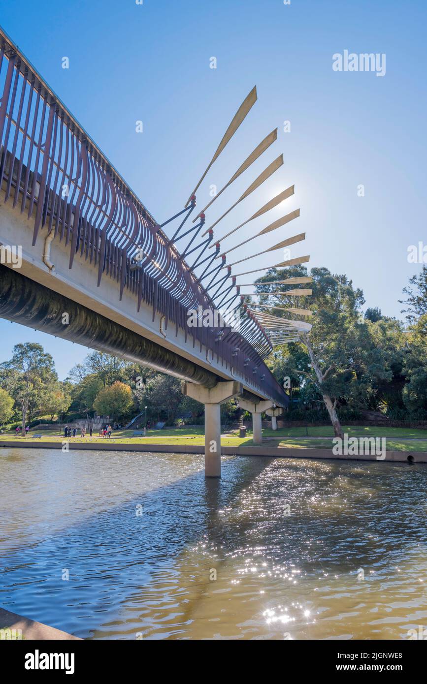 The wings or oars of the sculpture 'Wake' by Greg Stonehouse and Susan