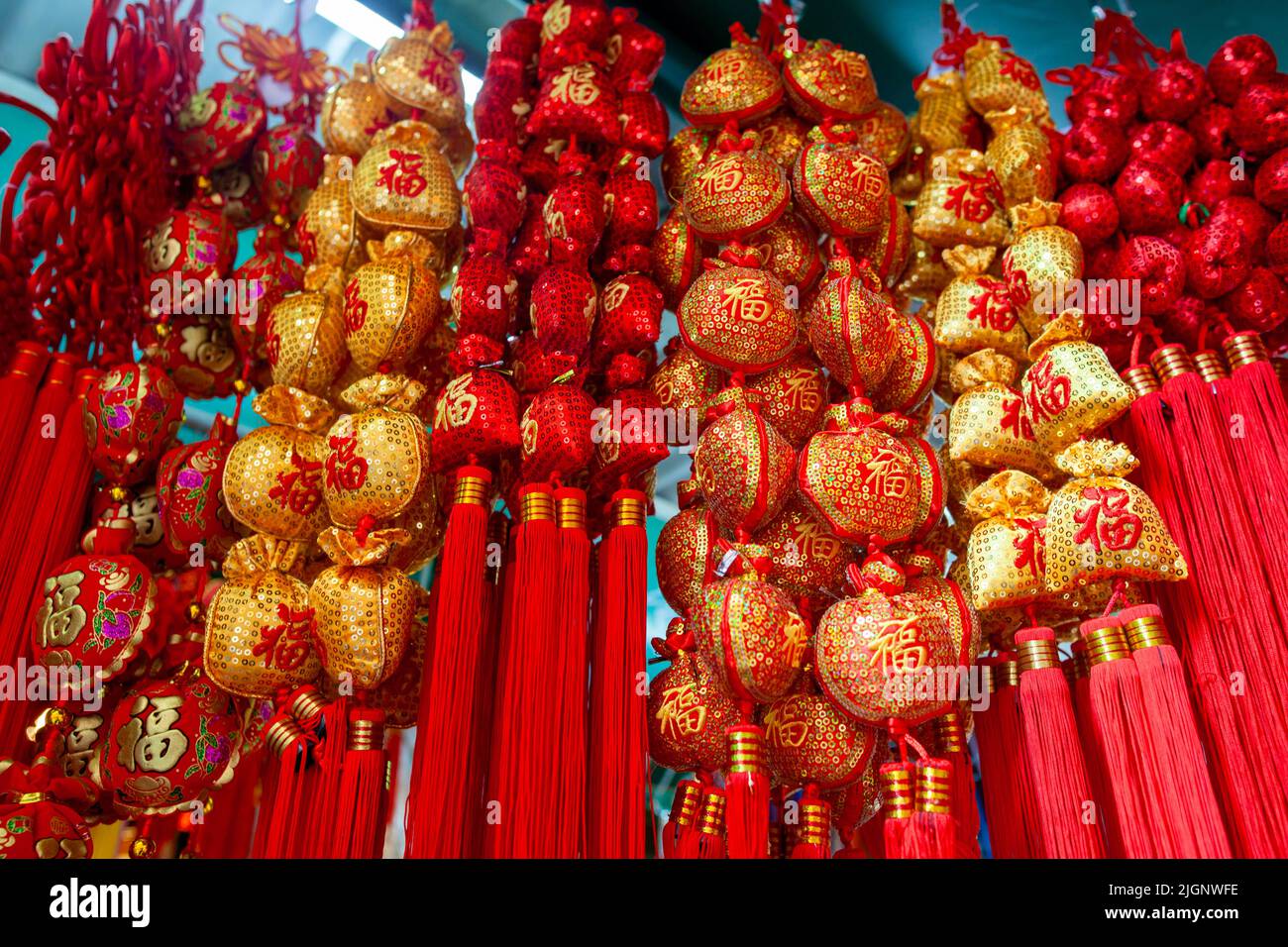 Chinese New Year Decorations, Hong Kong, China, South East Asia Stock