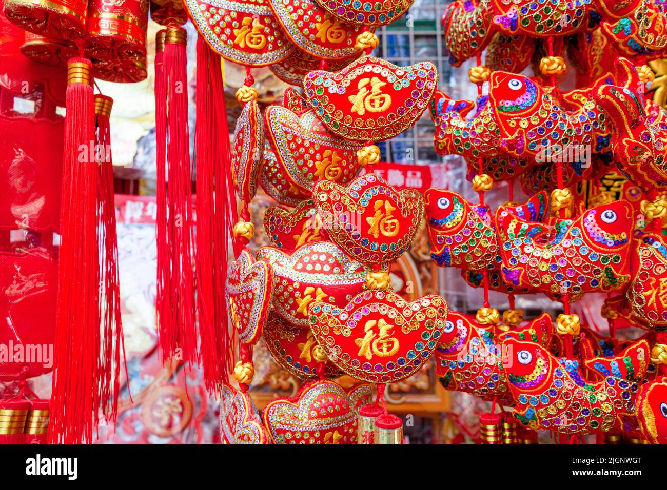 Chinese New Year Decorations, Hong Kong, China, South East Asia Stock