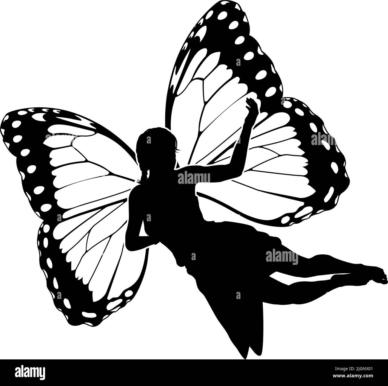 black and white flying butterfly clipart