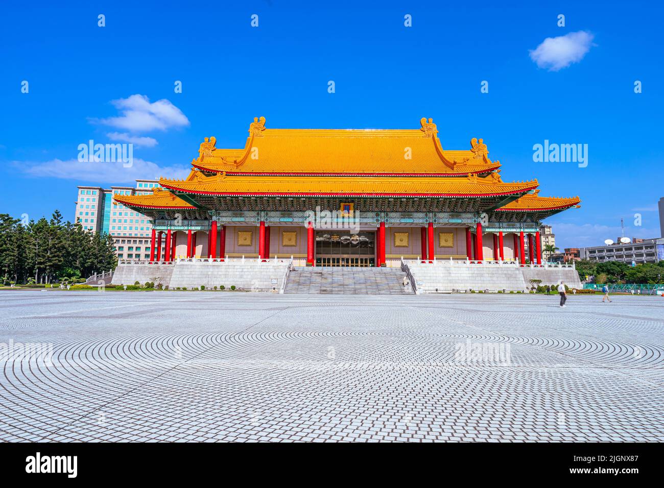 Beautiful scenic of open public area with old building which used for theatre in Taiwan. (Chiang Kai Shek theatre, Zhongzheng, Taipei) Stock Photo