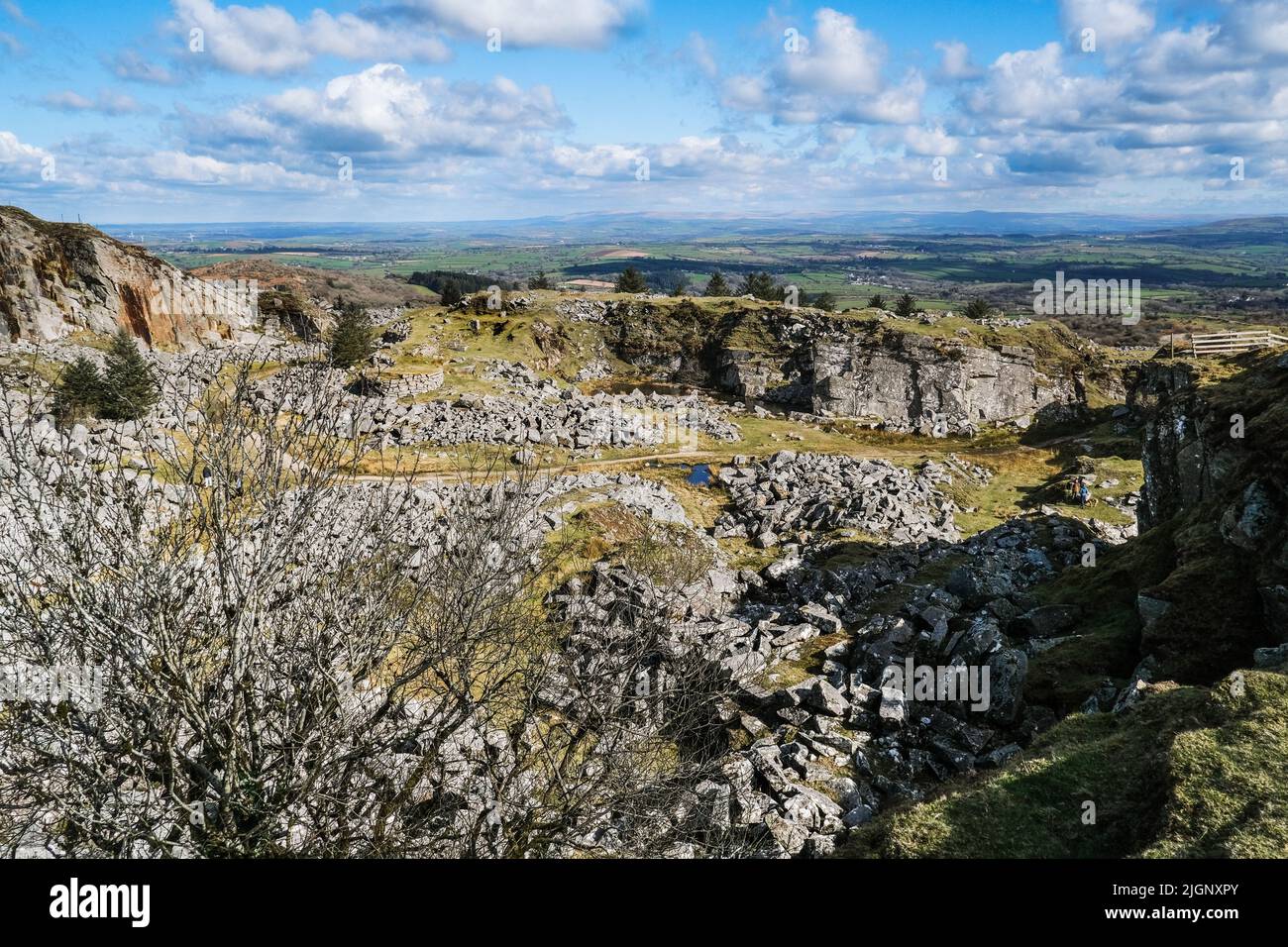 The dramatic remains of the disused Stowes Hill Quarry Cheesewring on Bodmin Moor in Cornwall. Stock Photo