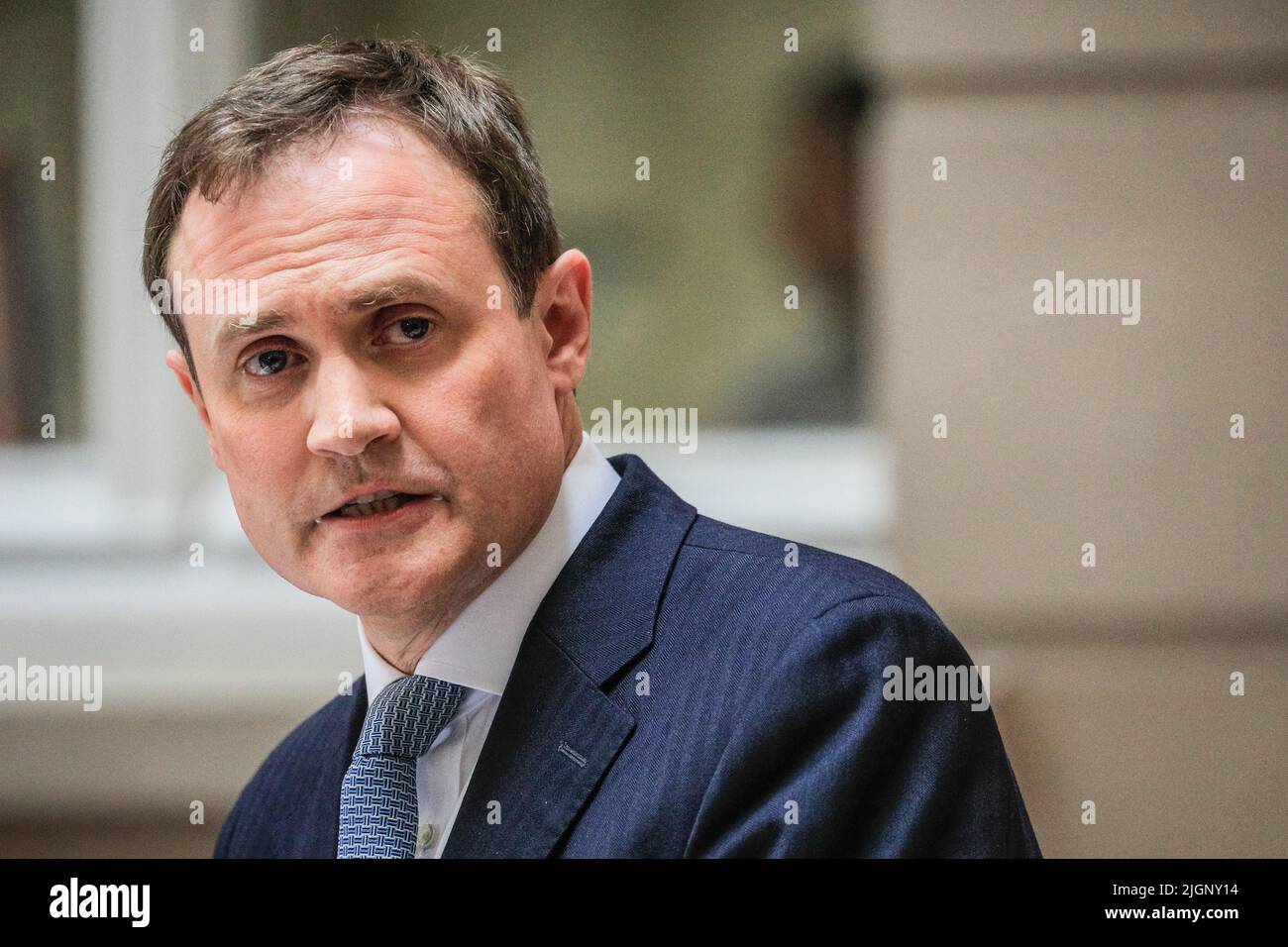 London, UK. 12th July, 2022. Tom Tugendhat, MP, chair of the Commons Foreign Affairs Select Committee, launches his campaign for the conservative Party leadership and to be the next Prime Minister of the UK at Millbank in London today. The MP for Tonbridge and Malling has the backing of Cabinet Minister Anne-Marie Trevelyan, MPs Caroline Nokes, Damian Green, and currently around 21 public backers in total. Credit: Imageplotter/Alamy Live News Stock Photo