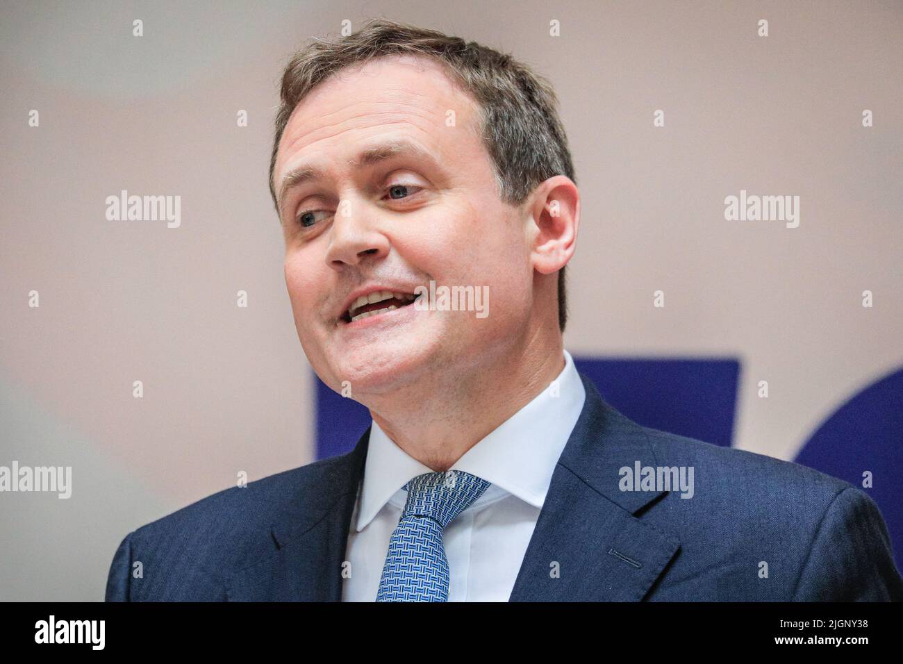 London, UK. 12th July, 2022. Tom Tugendhat, MP, chair of the Commons Foreign Affairs Select Committee, launches his campaign for the conservative Party leadership and to be the next Prime Minister of the UK at Millbank in London today. The MP for Tonbridge and Malling has the backing of Cabinet Minister Anne-Marie Trevelyan, MPs Caroline Nokes, Damian Green, and currently around 21 public backers in total. Credit: Imageplotter/Alamy Live News Stock Photo