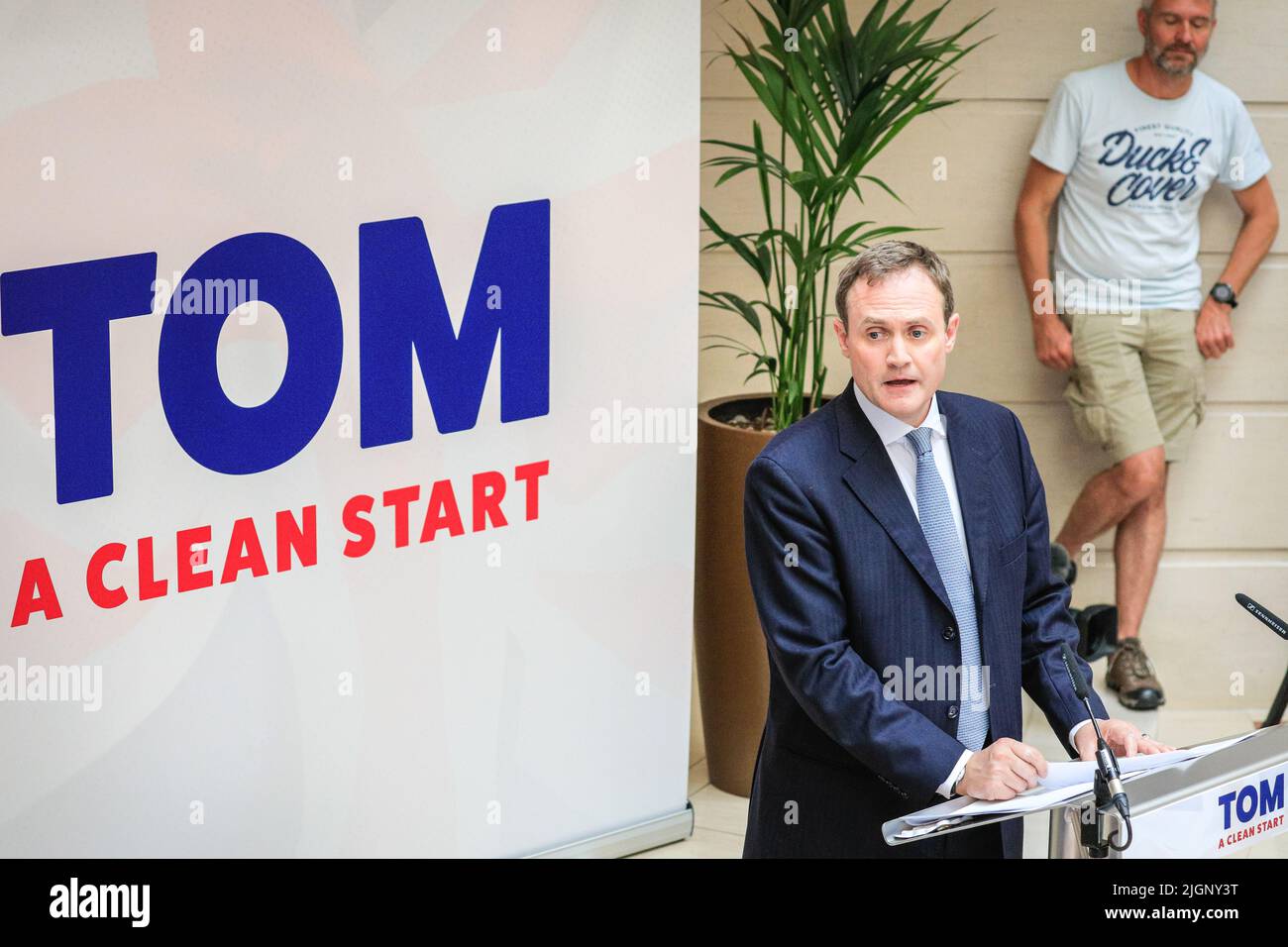 London, UK. 12th July, 2022. Tom Tugendhat, MP, chair of the Commons Foreign Affairs Select Committee, launches his campaign for the conservative Party leadership and to be the next Prime Minister of the UK at Millbank in London today. The MP for Tonbridge and Malling has the backing of Cabinet Minister Anne-Marie Trevelyan, MPs Caroline Nokes, Damian Green, and currently around 21 public backers in total. Credit: Imageplotter/Alamy Live News Stock Photo