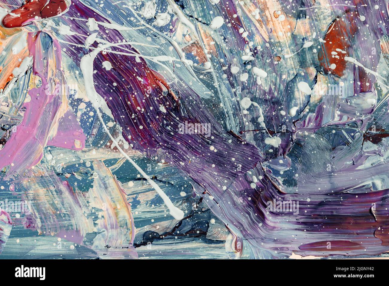 Winter snowy Abstract background with impasto textures. Oil and acrylic ...