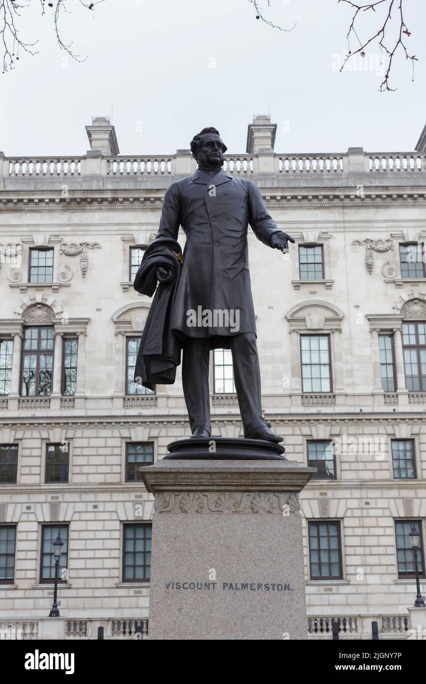 Viscount Palmerston Statue, Parliament Square, London, UK Stock Photo