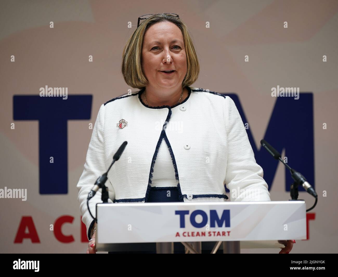 International Trade Secretary Anne-Marie Trevelyan speaking at the launch of Tom Tugendhat's campaign to be Conservative Party leader and Prime Minister, at 4 Millbank, London. Picture date: Tuesday July 12, 2022. Stock Photo