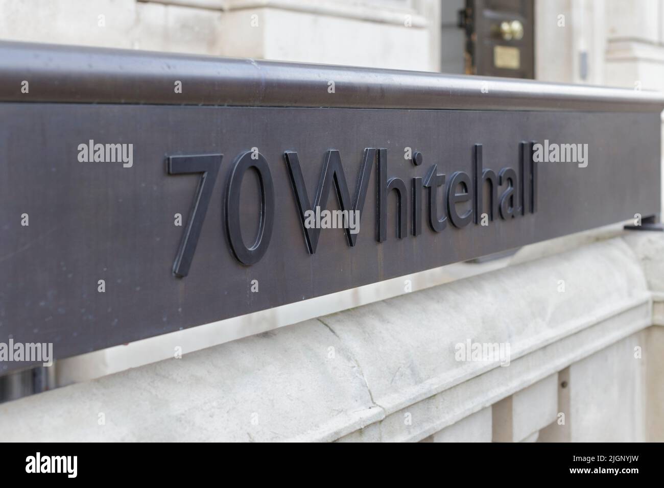 70 Whitehall sign, London, England, Stock Photo