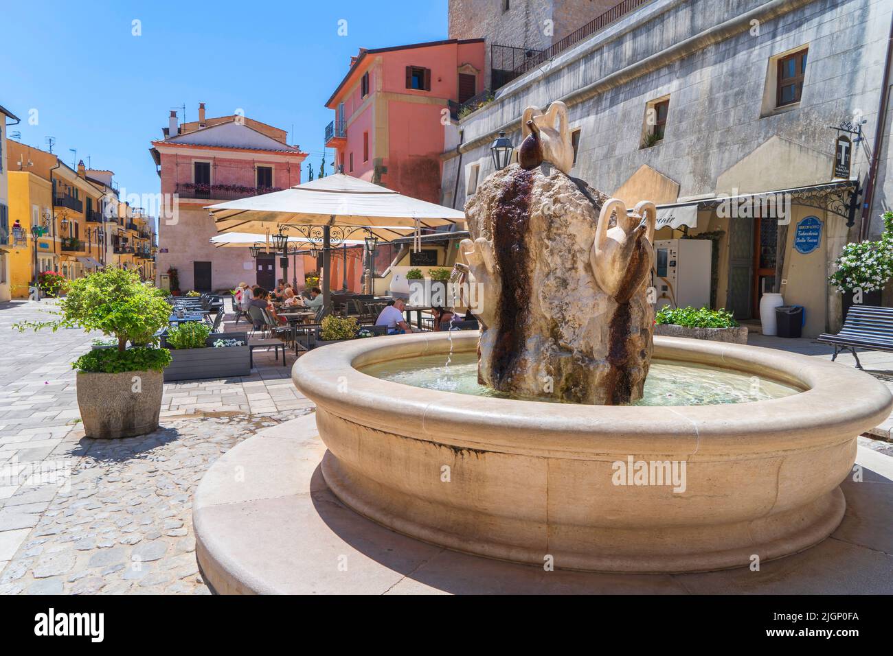 Piazza Vittorio Veneto square, Fountain, San Felice Circeo, Lazio, Italy, Europe Stock Photo