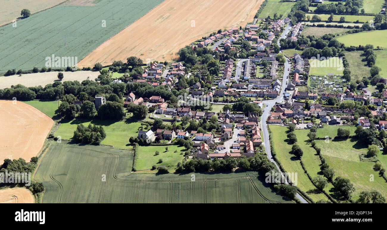 aerial view from the South of Melsonby, North Yorkshire, UK Stock Photo