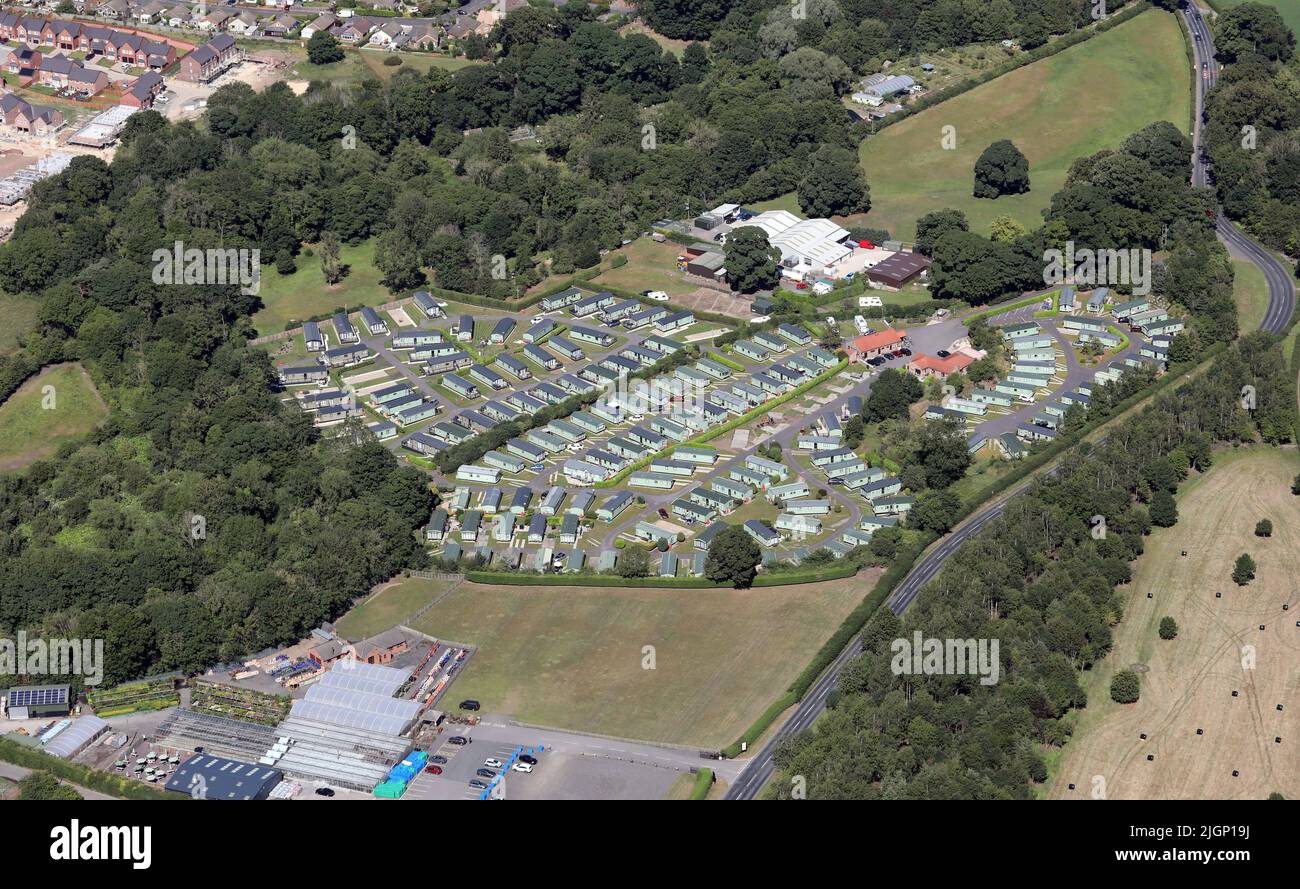 aerial view of the River Laver Holiday Park in Ripon, North Yorkshire Stock Photo