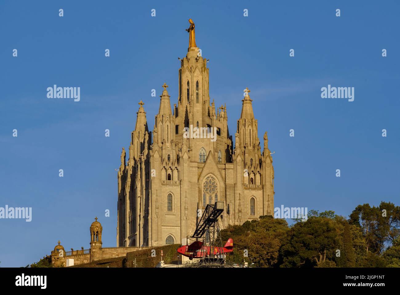 The expiatory temple of (the Sacred Heart) Sagrat Cor del Tibidabo in the morning (Barcelona, Catalonia, Spain) ESP: El templo del Tibidabo, España Stock Photo