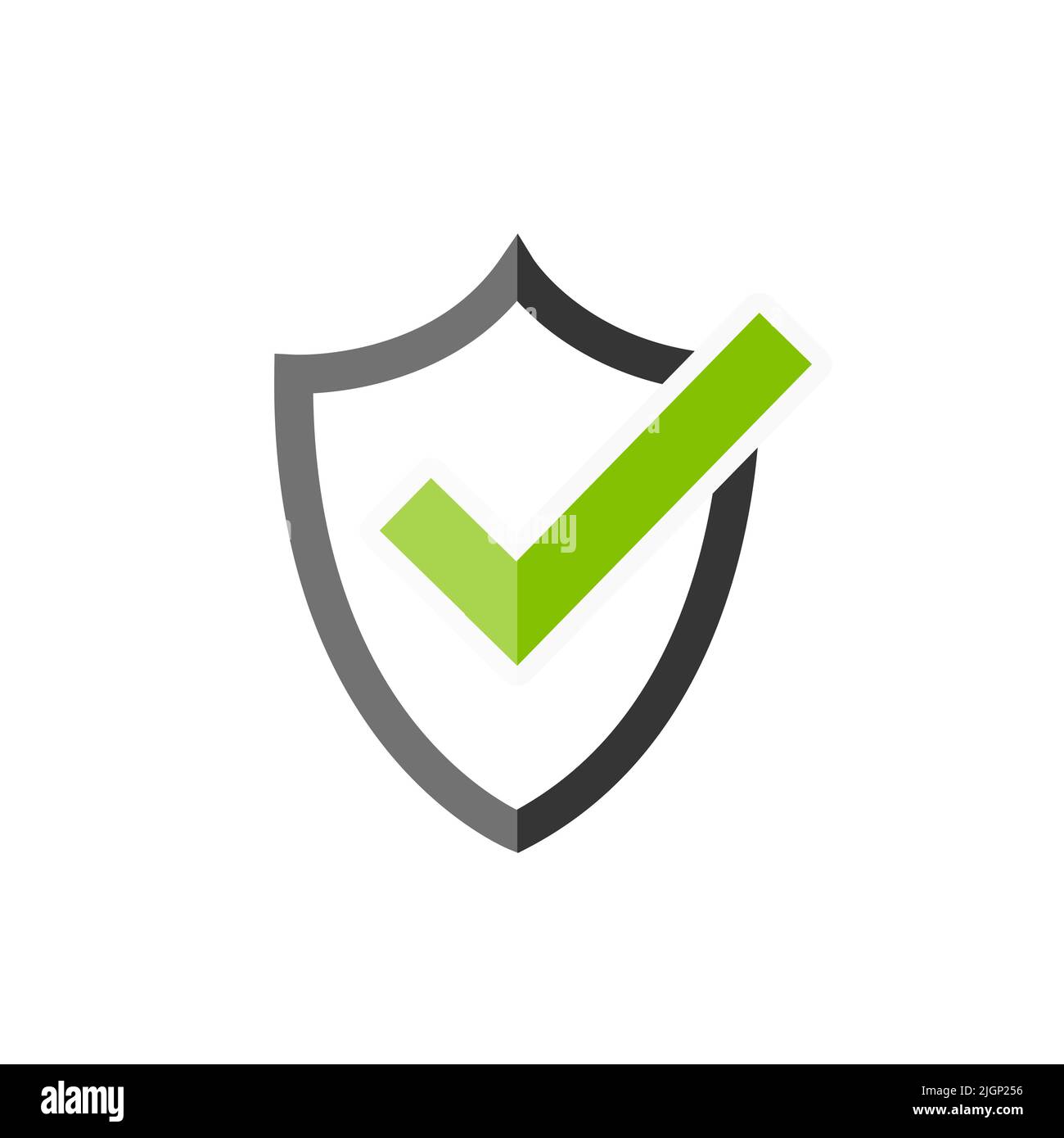 Tick mark approved icon vector with shield isolated on white background, vector Illustration Stock Vector