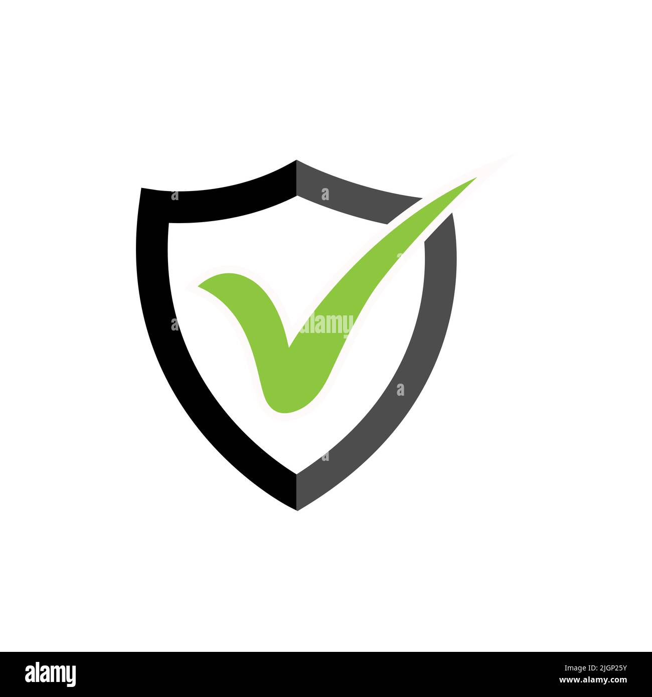 Tick mark approved icon vector with shield isolated on white background, vector Illustration Stock Vector