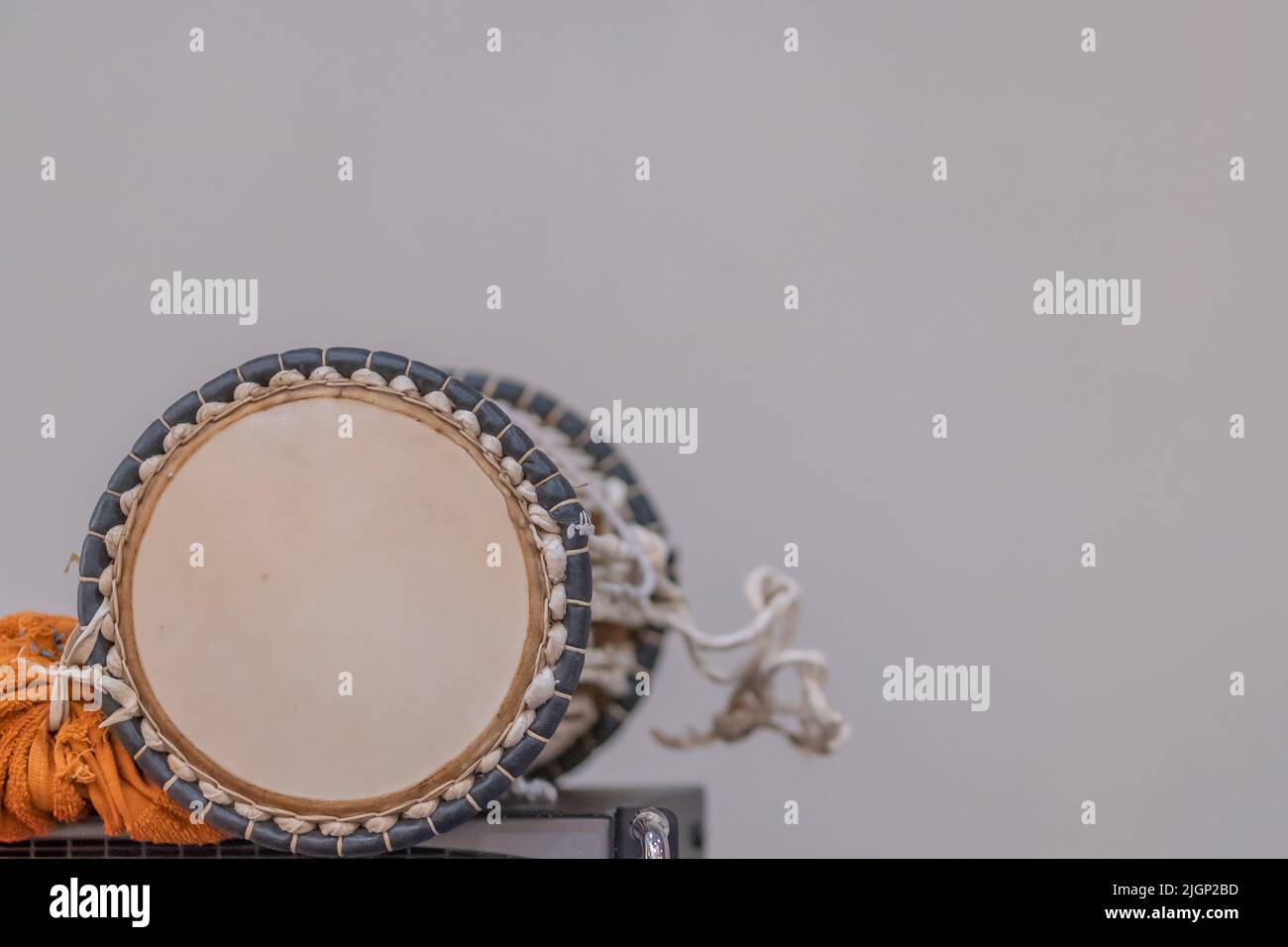 Nigerian Talking Drum musical instrument on display Stock Photo Alamy