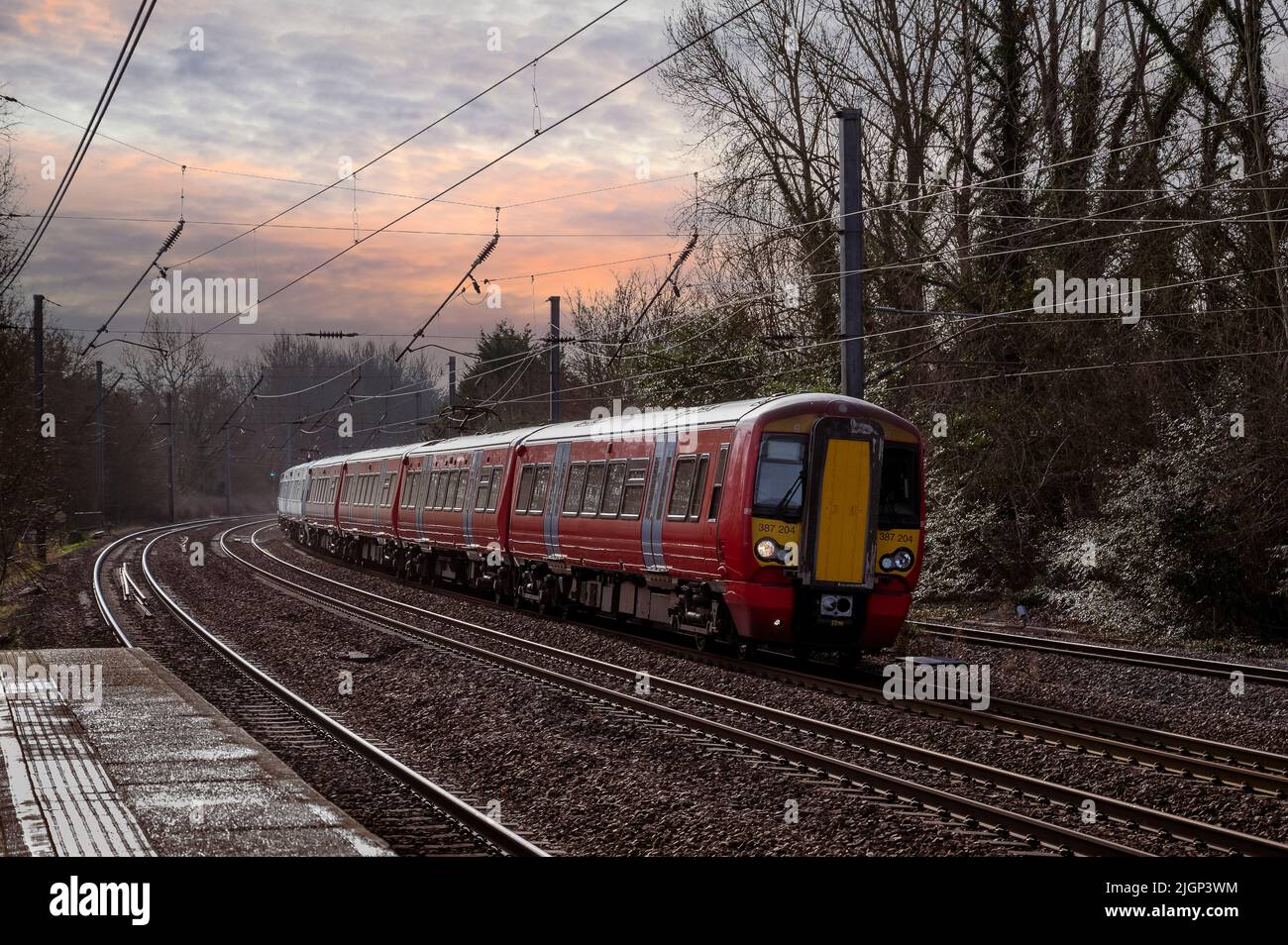 British rail class 387 passenger train in Gatwick Express livery. Stock Photo