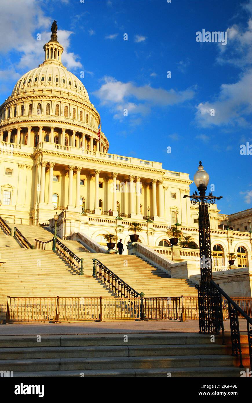 Stairs lead to the United States Capitol, a symbol and icon of democracy and head of the government and politics in Washington, DC Stock Photo