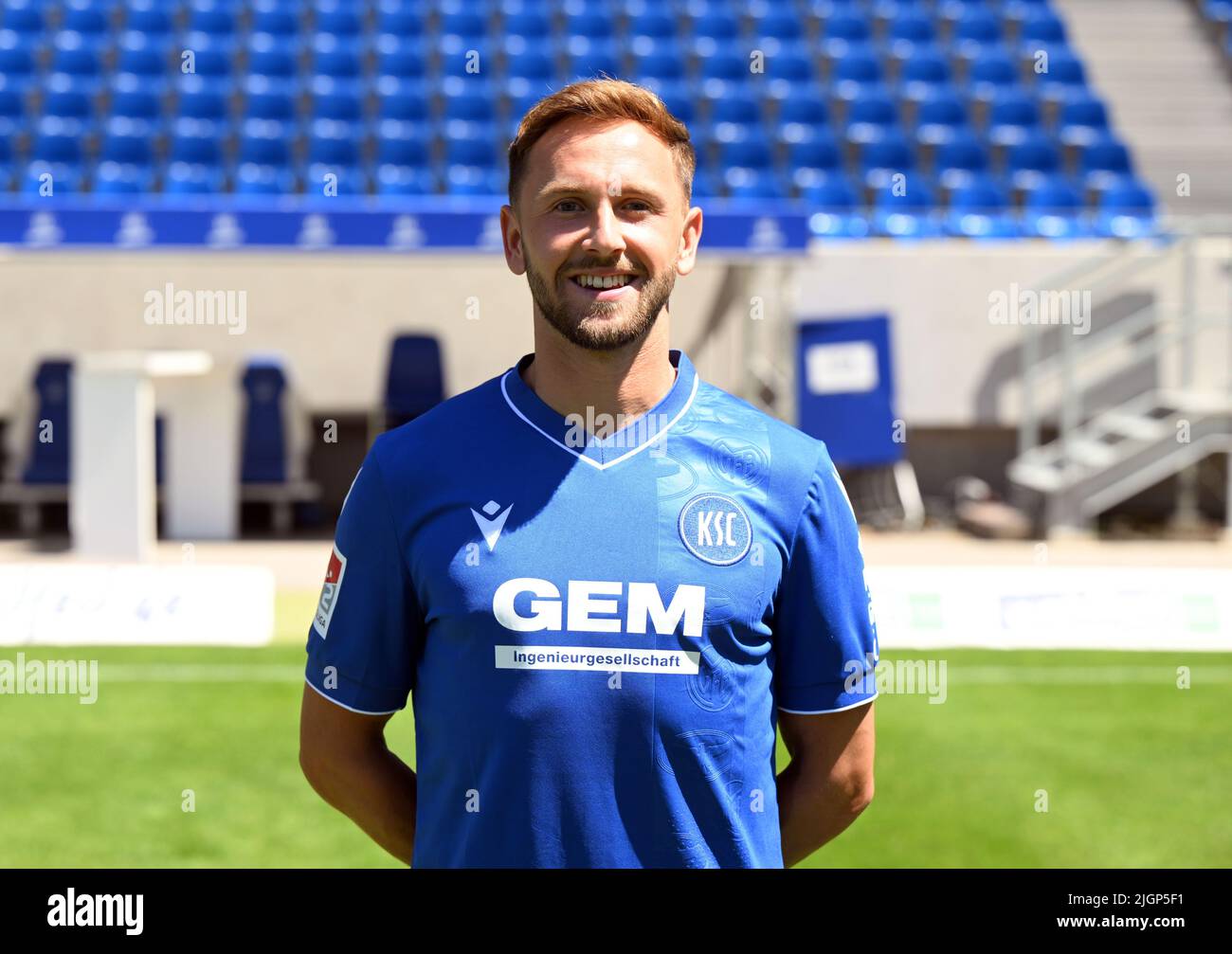 Karlsruhe, Germany. 12th July, 2022. Photo session Karlsruher SC, team photo and portraits at BBBank Wildpark. Lucas Cueto. Credit: Uli Deck/dpa/Alamy Live News Stock Photo
