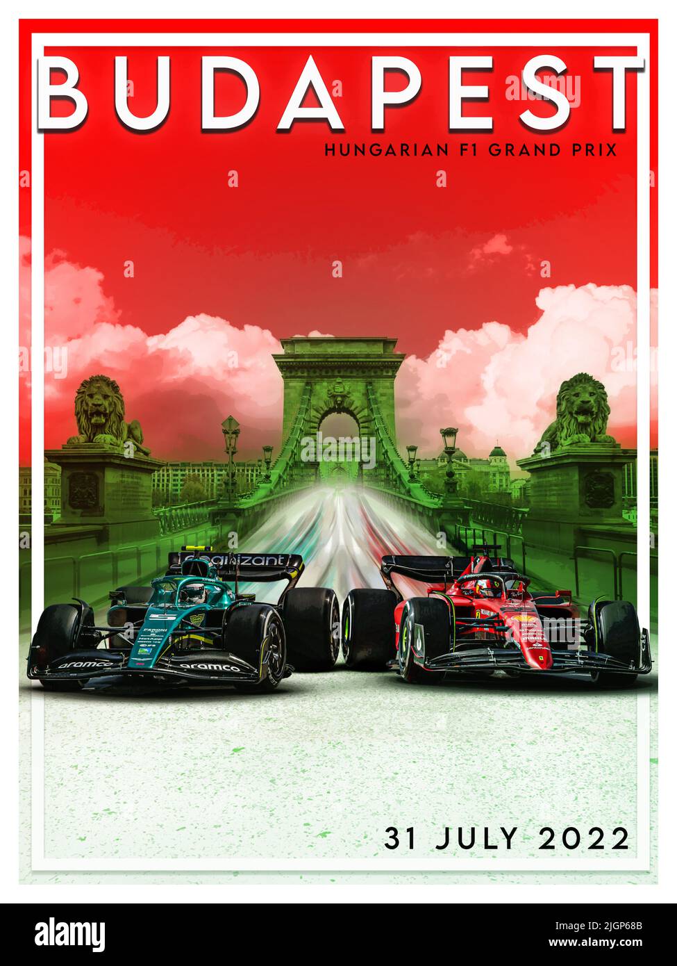 Hungary F1 Grand Prix 2022 Race Poster Stock Photo