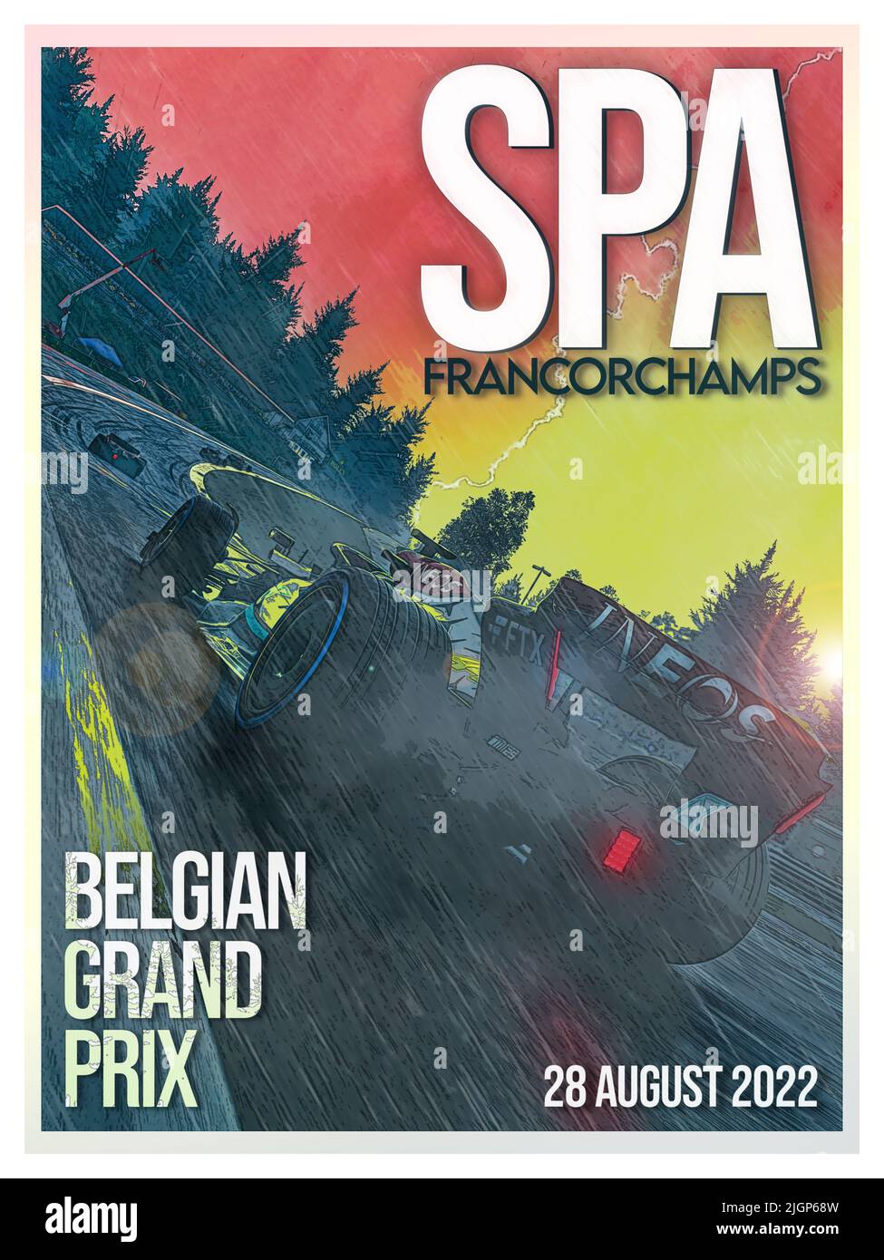 Belgium F1 Grand Prix 2022 Race Poster Stock Photo