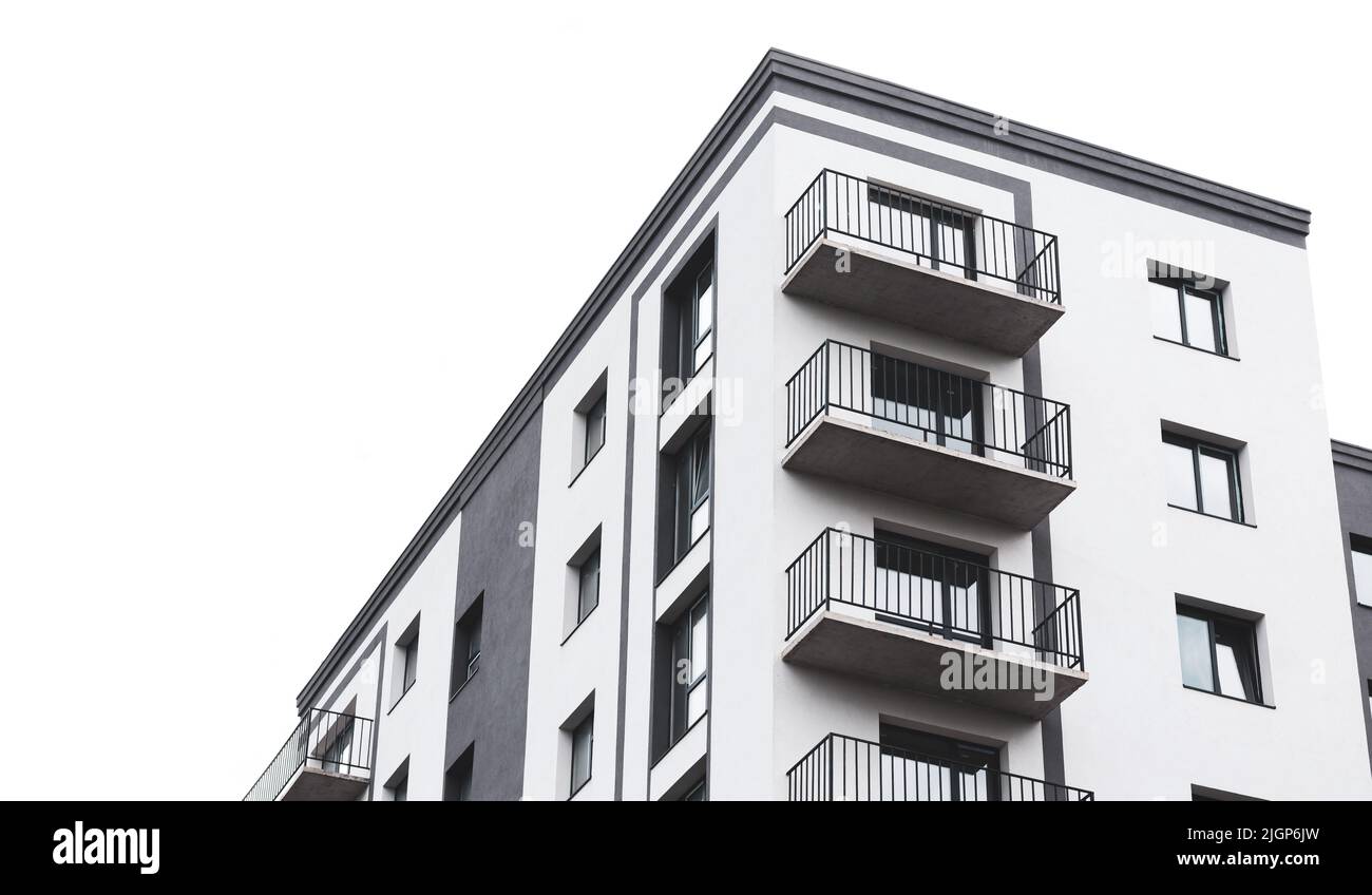 Modern apartment building isolated on white background Stock Photo - Alamy