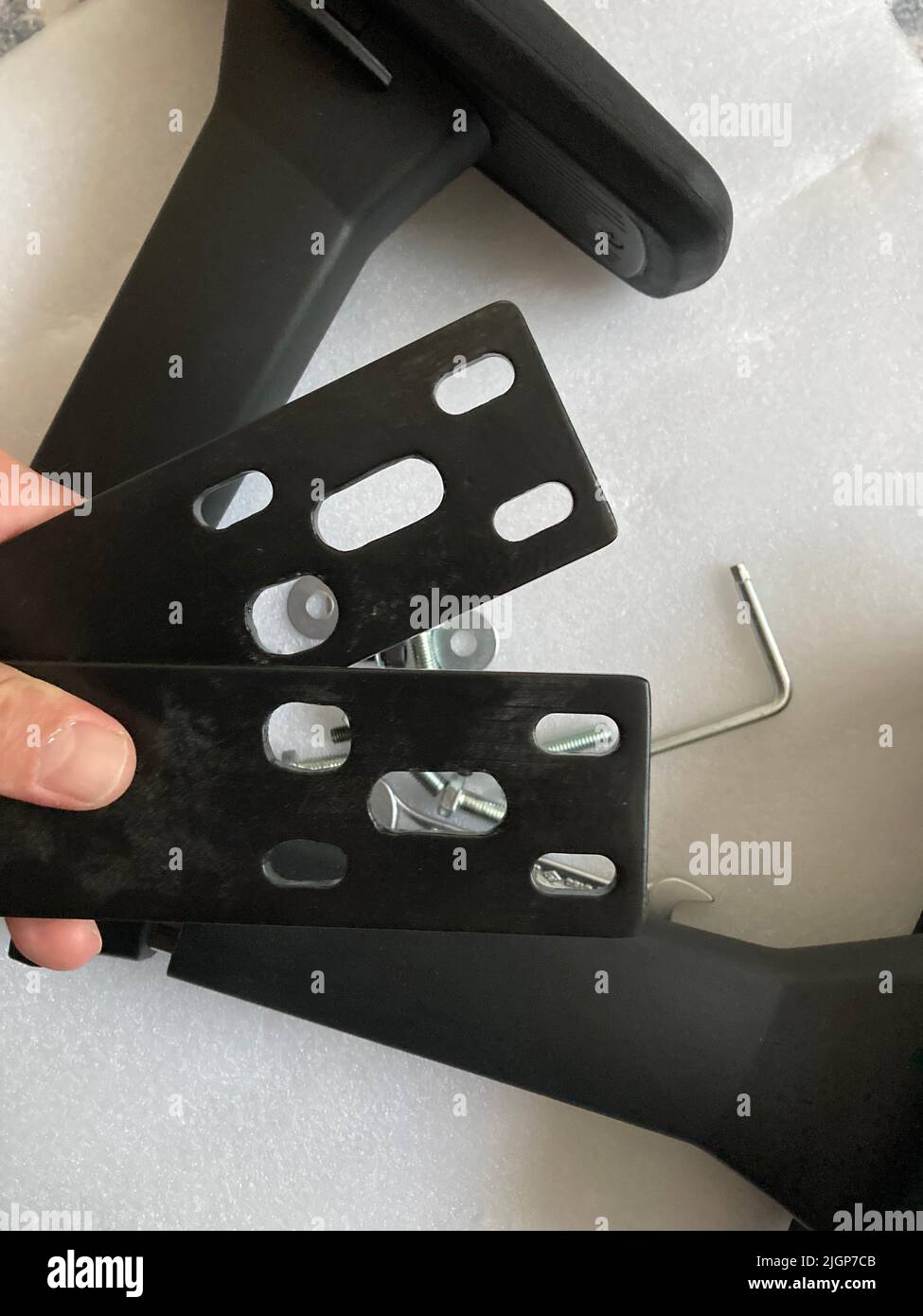 Armrest, metal work chair armrest, ergonomic work chair Stock Photo Alamy