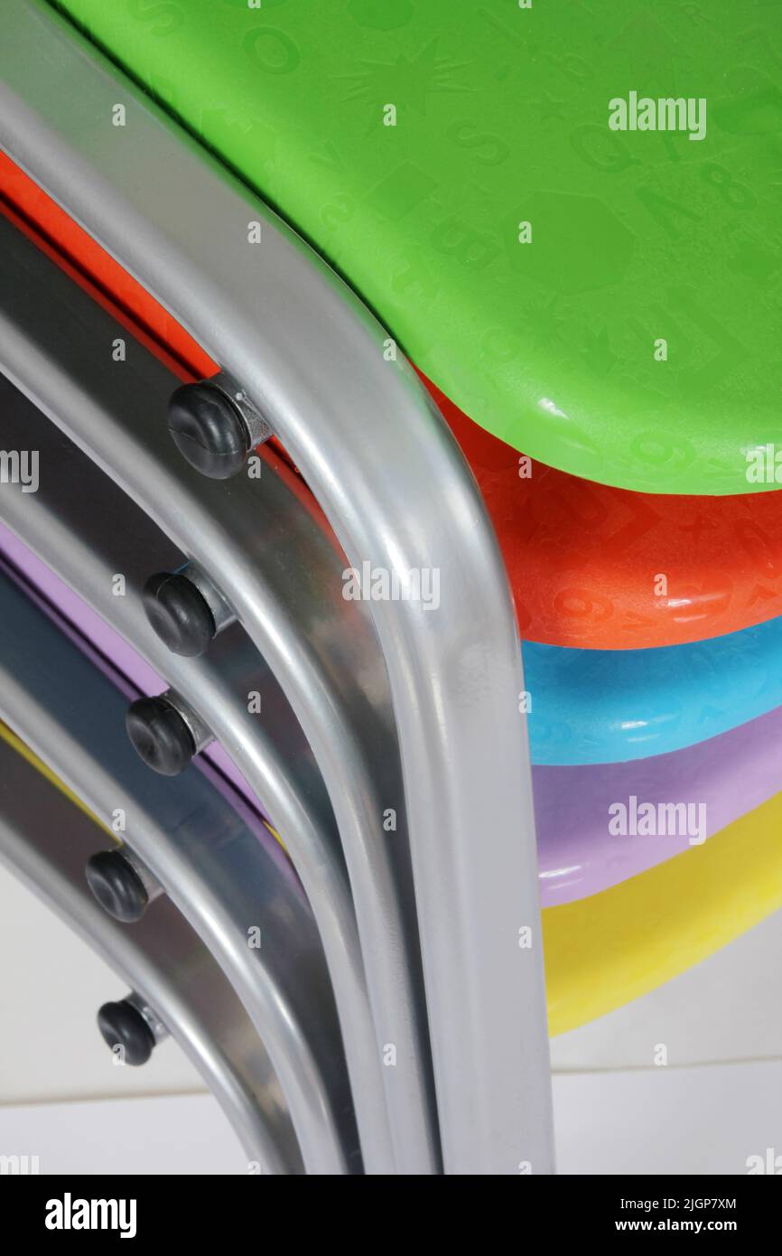 colorful plastic school chair isolated on white background Stock Photo