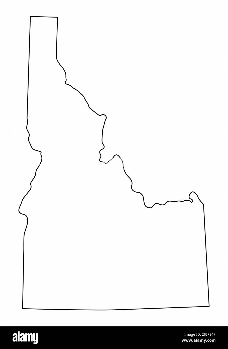 Idaho State isolated map. Black outlines on white background. Stock Vector