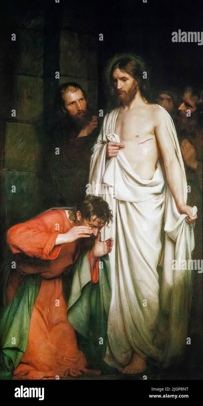Doubting Thomas, painting in oil on canvas by Carl Bloch, 1881 Stock Photo