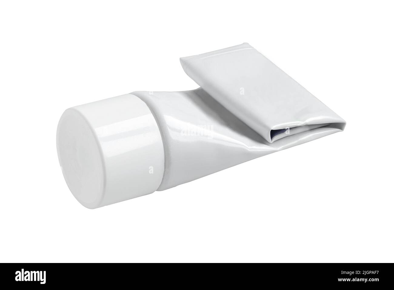 Blank gray tube packaging isolated on white background. Used empty and